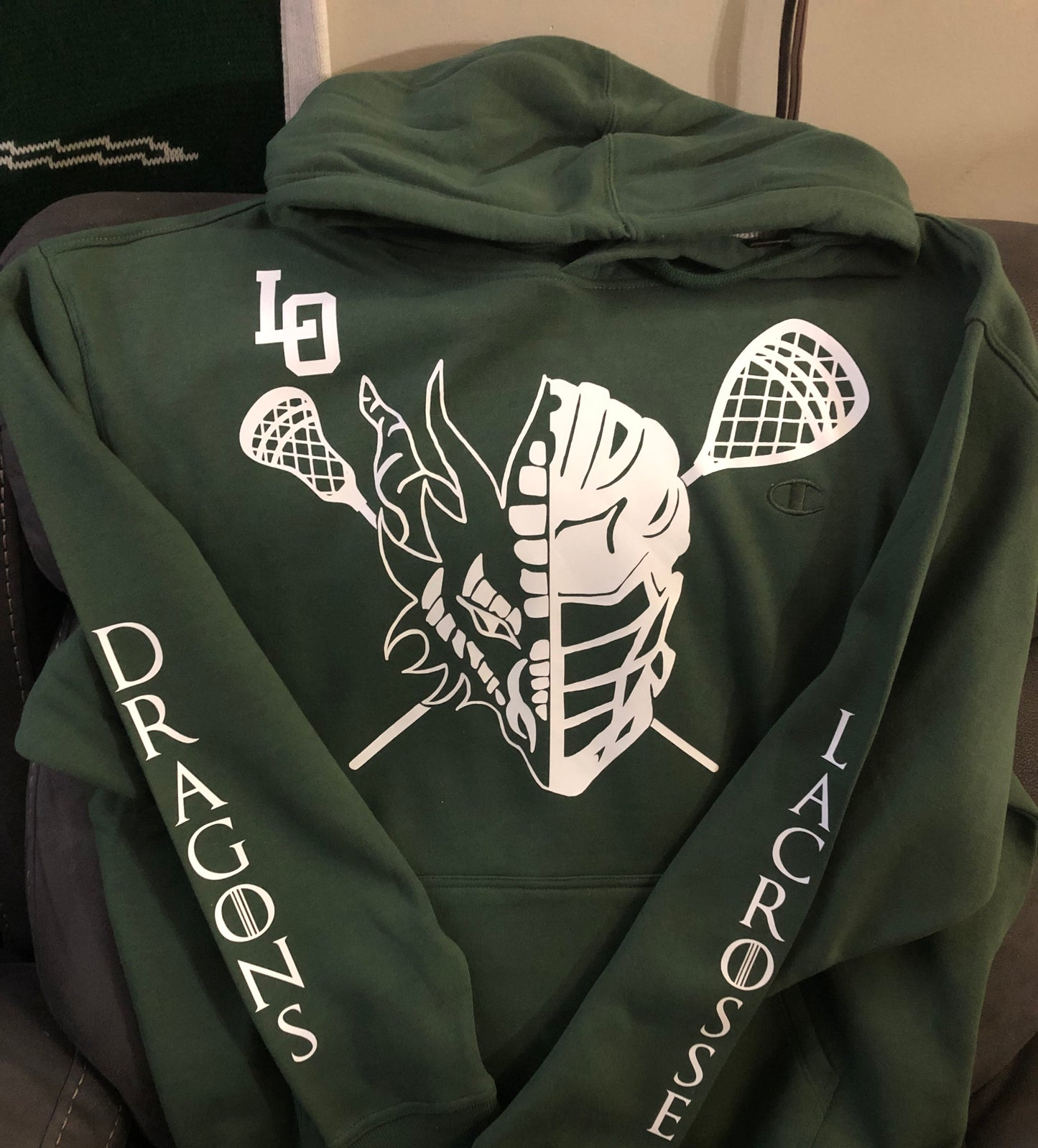 LO Dragons Lacrosse Hoodie White Logo